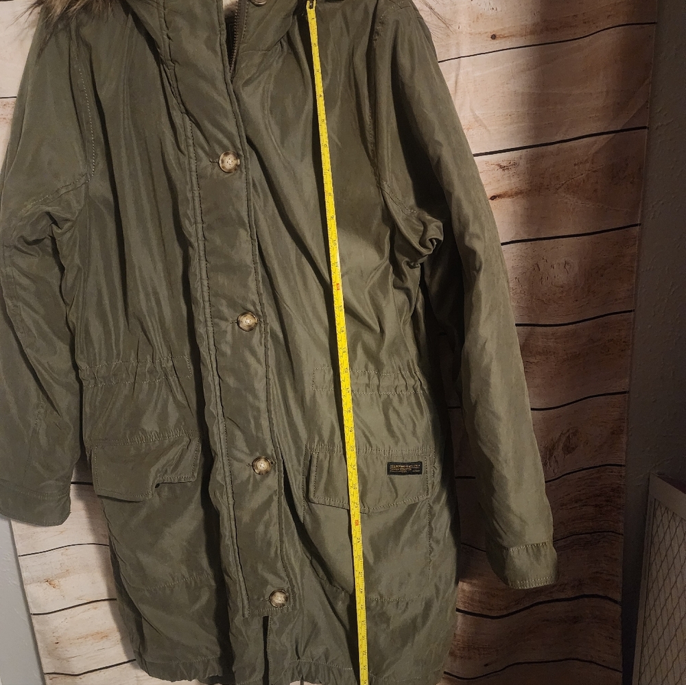 Abercrombie & Fitch Khaki Utility Jacket with Faux Fur Hood - Picture 13 of 13